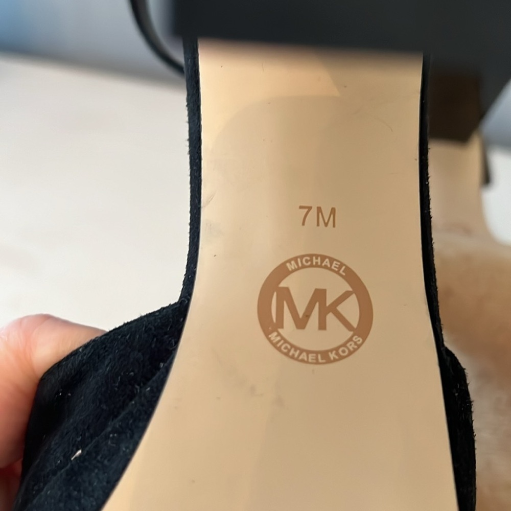 Michael Michael Kors Black Suede Ankle Strap Platforms Architectural Heels 7 - Picture 7 of 11